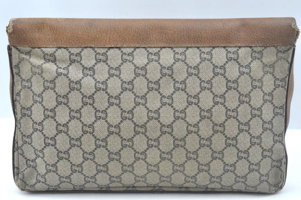 Authentic GUCCI GG Plus Clutch Hand Bag Purse GG PVC Leather Brown Junk 0679J