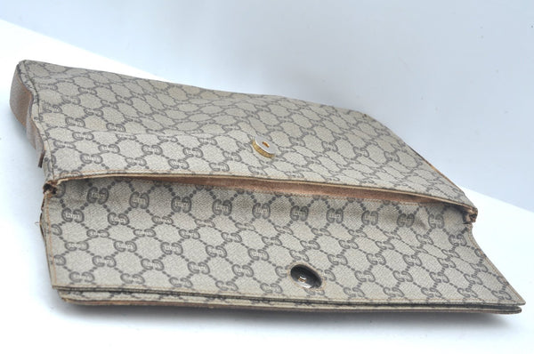 Authentic GUCCI GG Plus Clutch Hand Bag Purse GG PVC Leather Brown Junk 0679J
