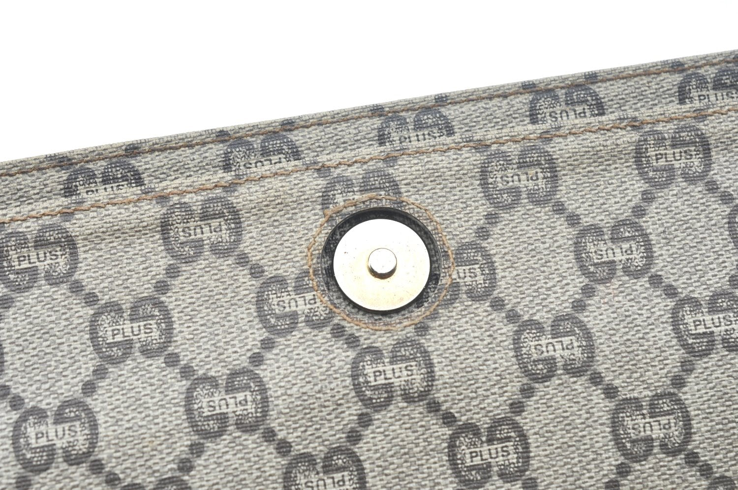 Authentic GUCCI GG Plus Clutch Hand Bag Purse GG PVC Leather Brown Junk 0679J