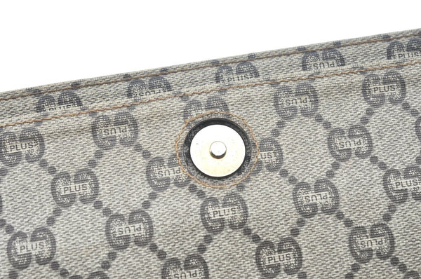 Authentic GUCCI GG Plus Clutch Hand Bag Purse GG PVC Leather Brown Junk 0679J
