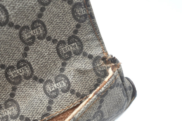 Authentic GUCCI GG Plus Clutch Hand Bag Purse GG PVC Leather Brown Junk 0679J