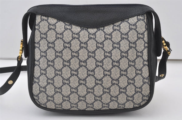 Authentic GUCCI GG Plus Shoulder Cross Body Bag PVC Leather Navy Blue Junk 0680J