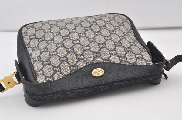 Authentic GUCCI GG Plus Shoulder Cross Body Bag PVC Leather Navy Blue Junk 0680J