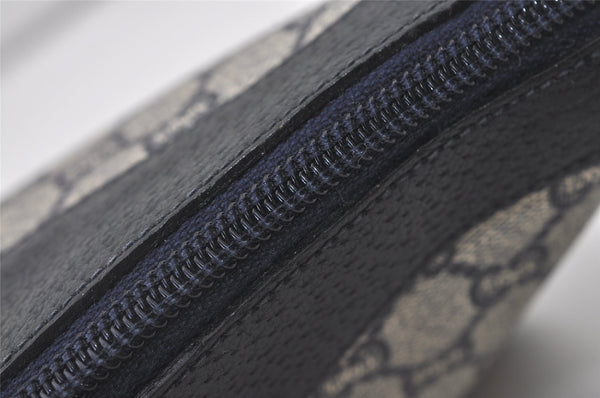 Authentic GUCCI GG Plus Shoulder Cross Body Bag PVC Leather Navy Blue Junk 0680J