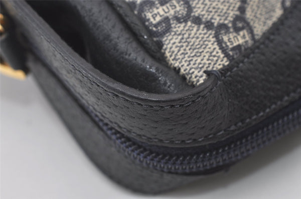 Authentic GUCCI GG Plus Shoulder Cross Body Bag PVC Leather Navy Blue Junk 0680J