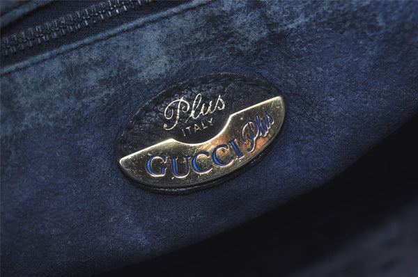 Authentic GUCCI GG Plus Shoulder Cross Body Bag PVC Leather Navy Blue Junk 0680J