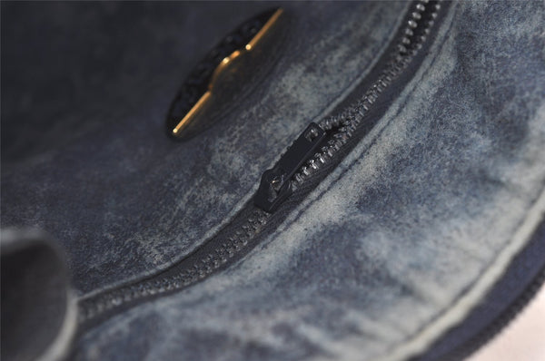 Authentic GUCCI GG Plus Shoulder Cross Body Bag PVC Leather Navy Blue Junk 0680J