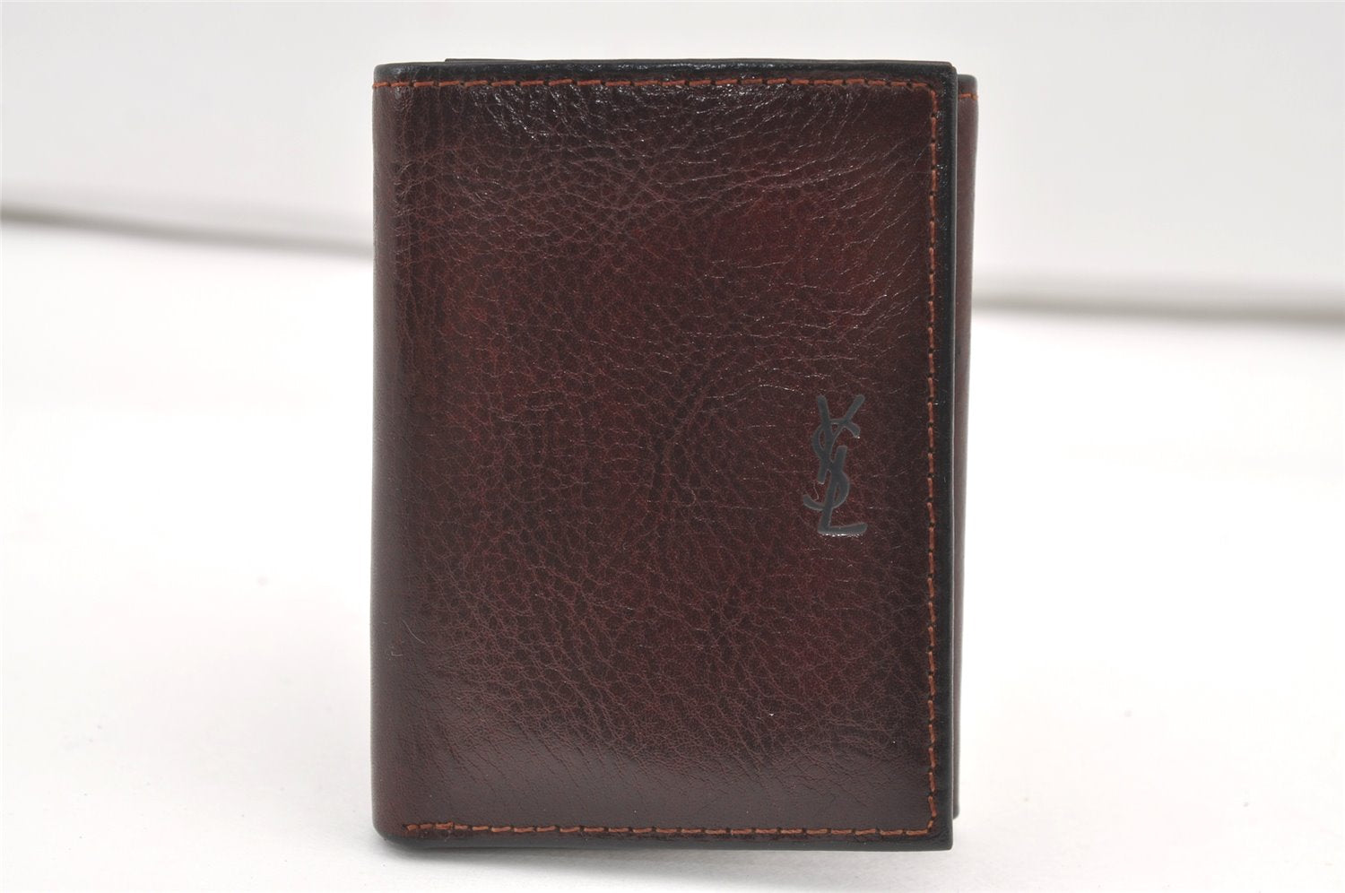 Authentic YVES SAINT LAURENT Trifold Wallet Purse Leather Brown Box 0681K