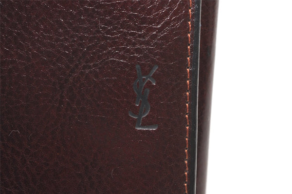 Authentic YVES SAINT LAURENT Trifold Wallet Purse Leather Brown Box 0681K