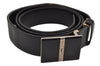 Authentic YVES SAINT LAURENT Belt Leather Size 82-87cm 32.3-34.3" Black 0682K