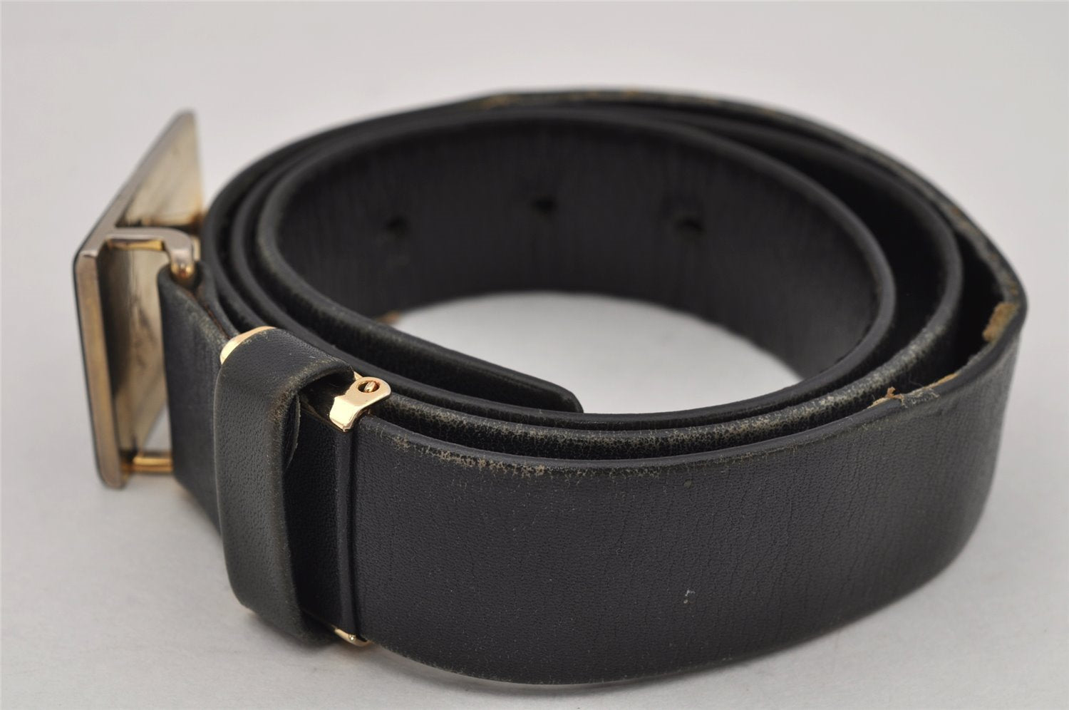 Authentic YVES SAINT LAURENT Belt Leather Size 82-87cm 32.3-34.3