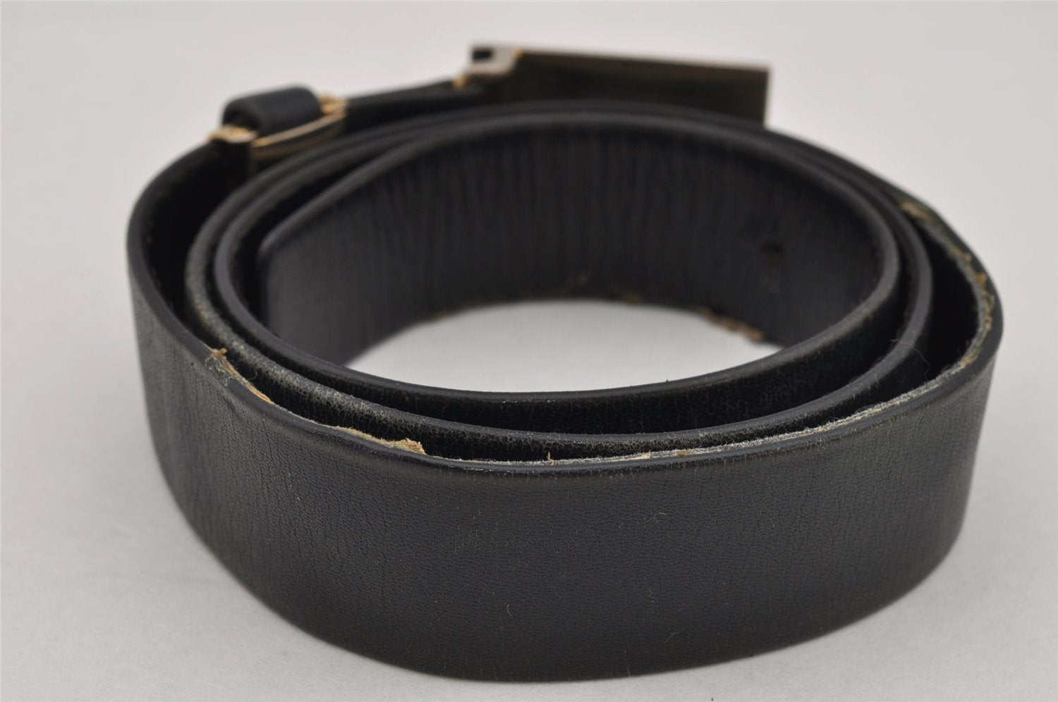 Authentic YVES SAINT LAURENT Belt Leather Size 82-87cm 32.3-34.3