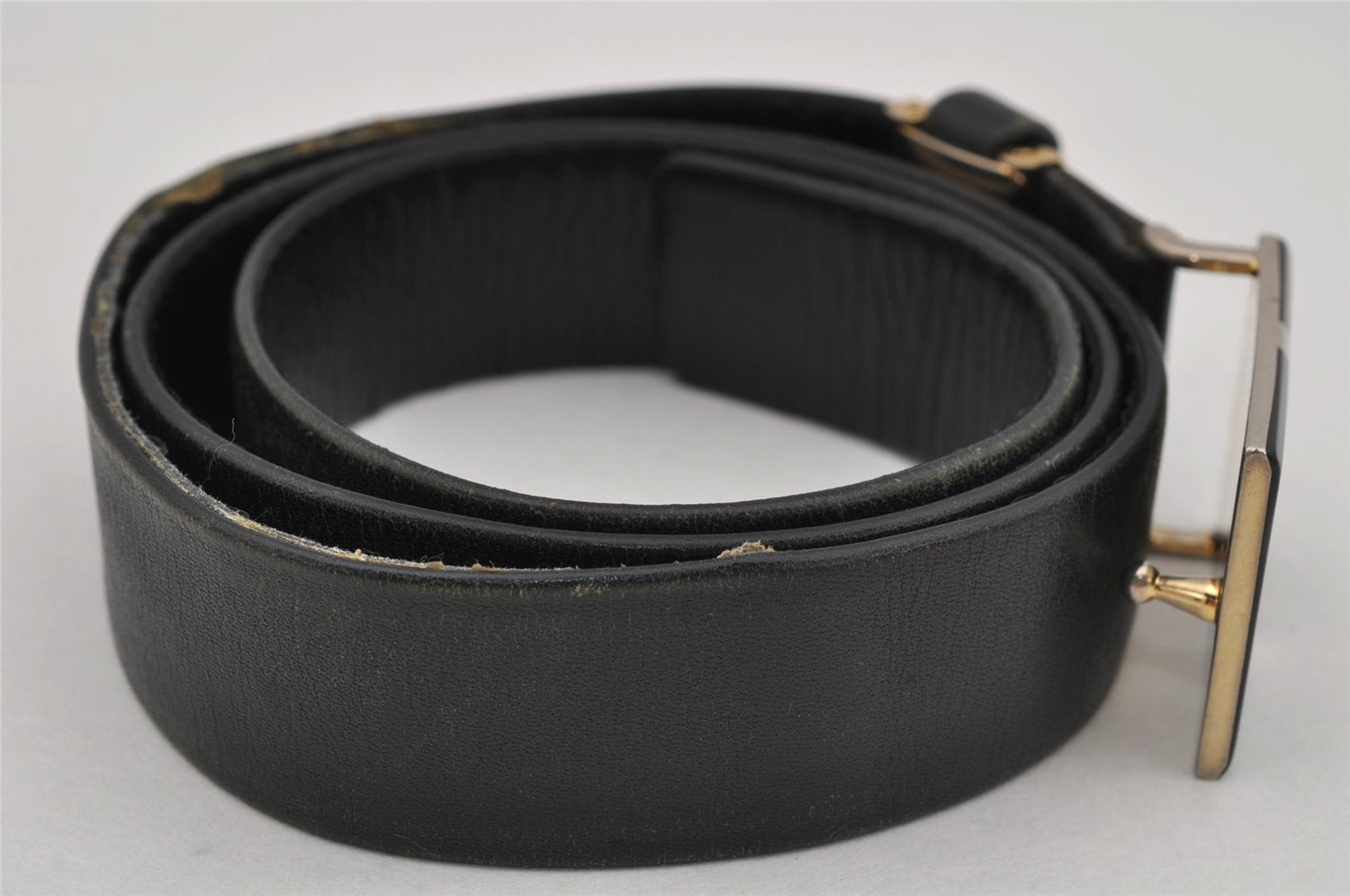 Authentic YVES SAINT LAURENT Belt Leather Size 82-87cm 32.3-34.3