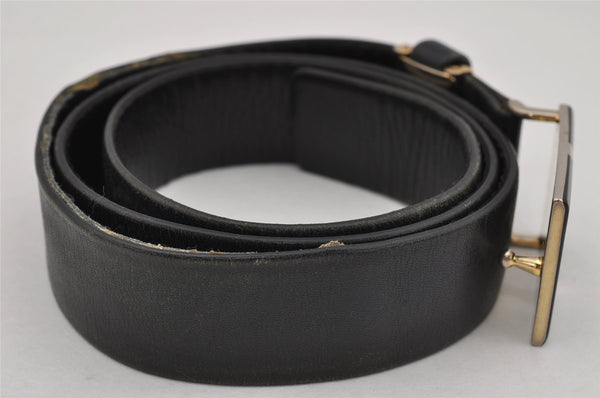 Authentic YVES SAINT LAURENT Belt Leather Size 82-87cm 32.3-34.3" Black 0682K