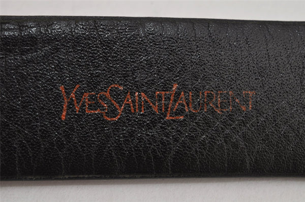 Authentic YVES SAINT LAURENT Belt Leather Size 82-87cm 32.3-34.3" Black 0682K