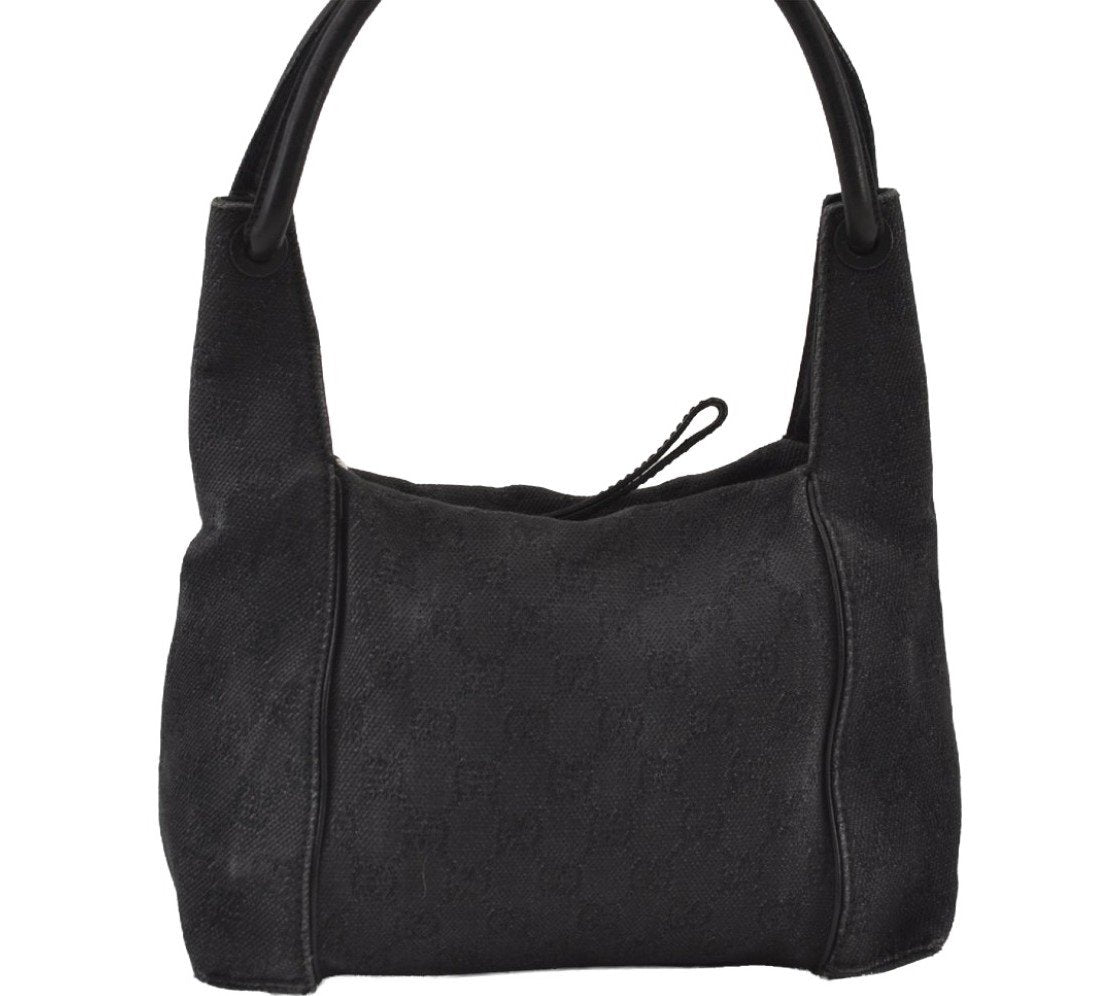 Authentic GUCCI Shoulder Hand Bag Purse GG Canvas Leather 101333 Black 0683J
