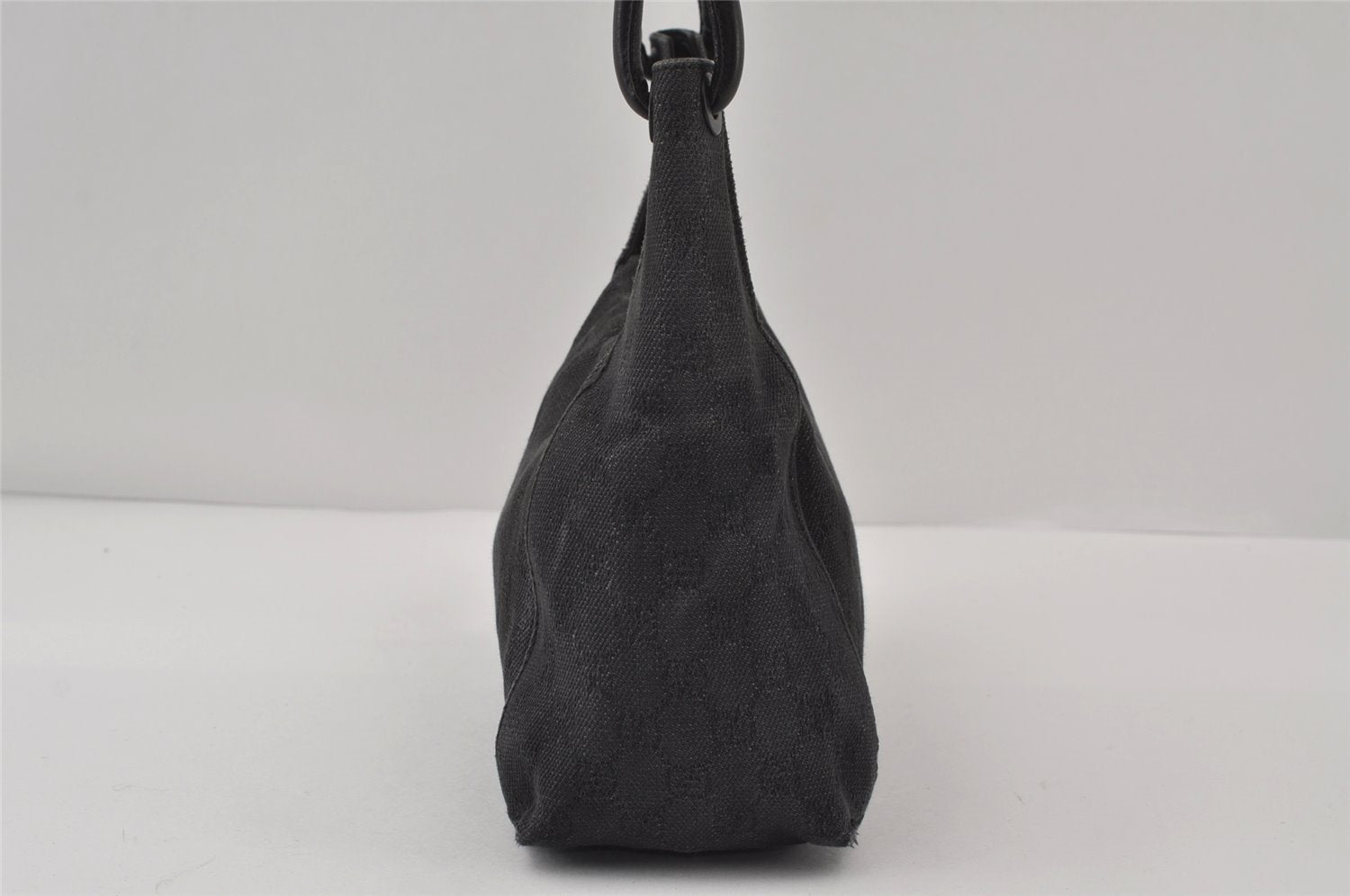 Authentic GUCCI Shoulder Hand Bag Purse GG Canvas Leather 101333 Black 0683J