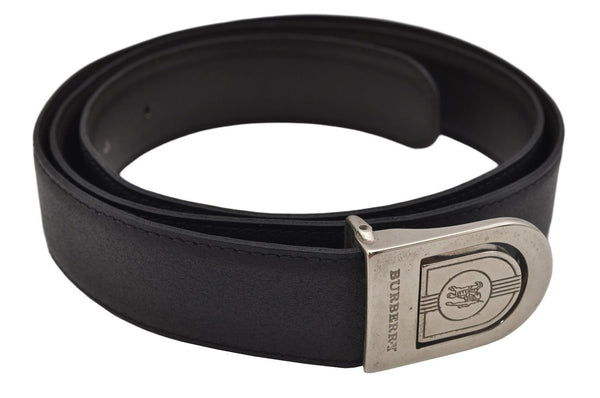 Authentic BURBERRY Belt Leather Size 85-95cm 33.5-37.4" Black 0683K