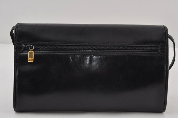 Authentic GUCCI Vintage Shoulder Cross Body Bag Purse Leather Black 0684J