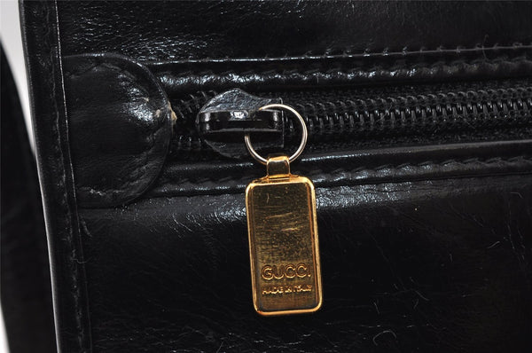 Authentic GUCCI Vintage Shoulder Cross Body Bag Purse Leather Black 0684J