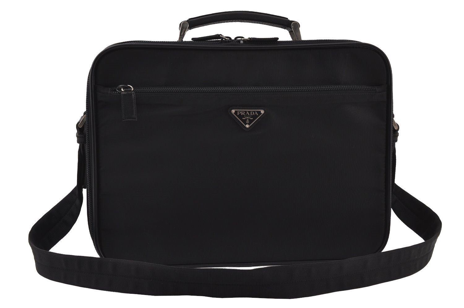 Authentic PRADA Nylon Tessuto Leather 2Way BriefCase Business Bag Black 0685J