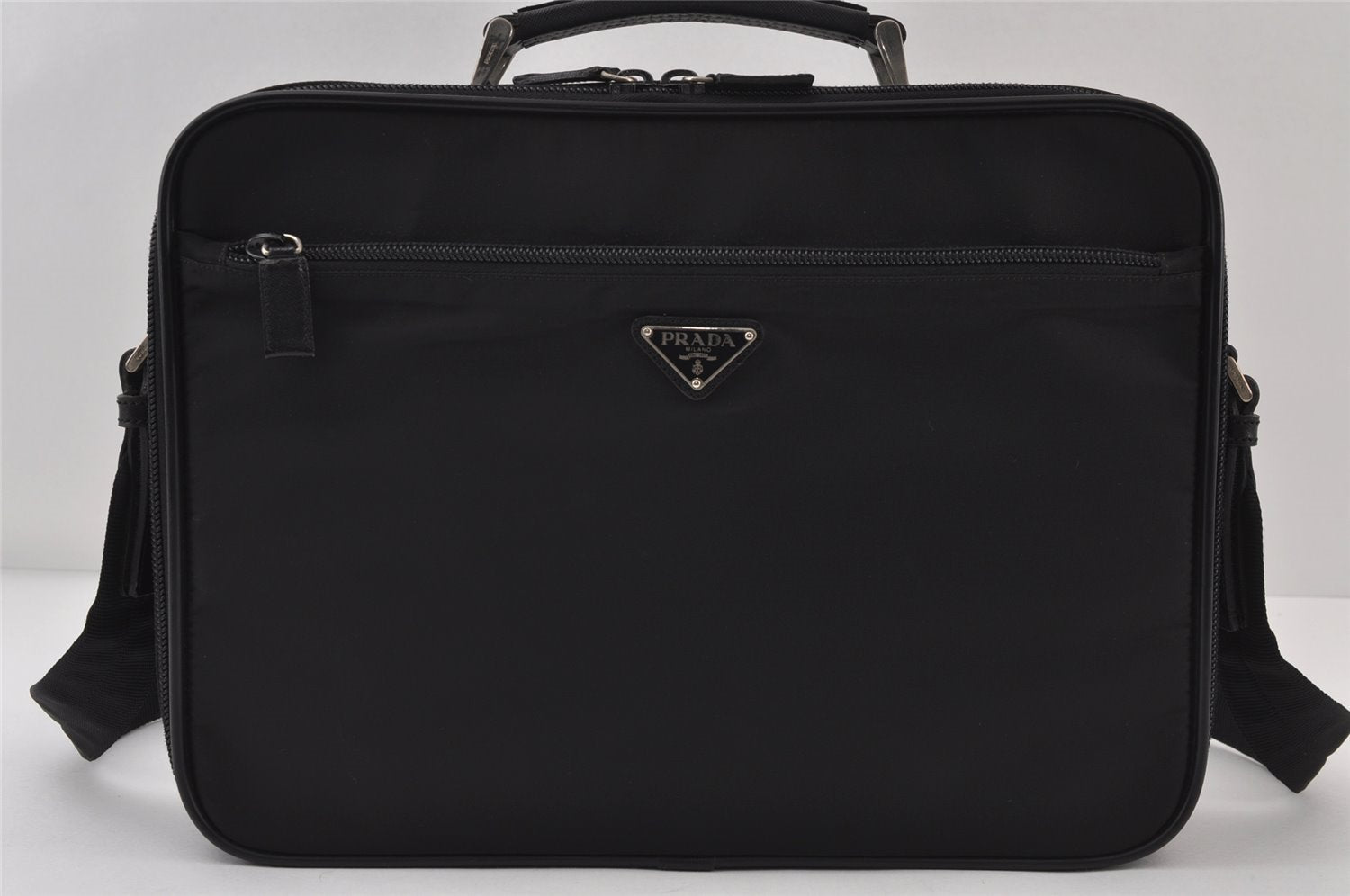 Authentic PRADA Nylon Tessuto Leather 2Way BriefCase Business Bag Black 0685J