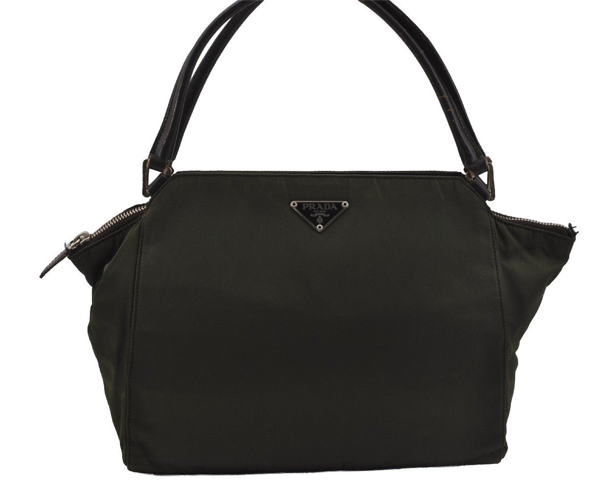 Authentic PRADA Nylon Tessuto Leather Shoulder Hand Bag Purse Green 0686J