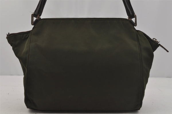Authentic PRADA Nylon Tessuto Leather Shoulder Hand Bag Purse Green 0686J