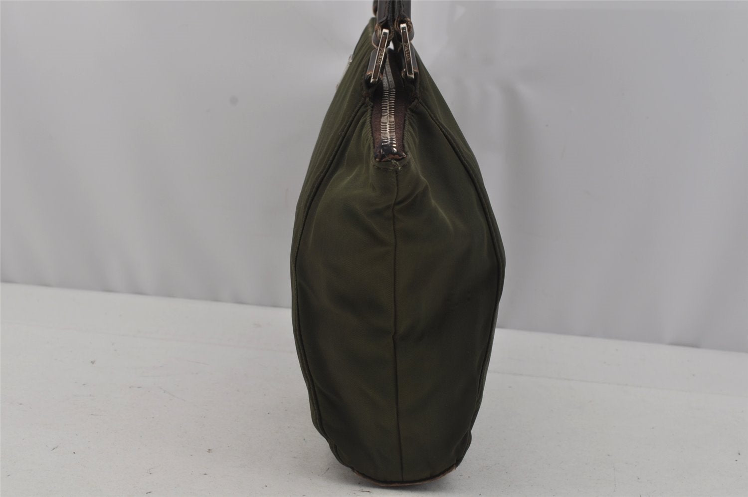 Authentic PRADA Nylon Tessuto Leather Shoulder Hand Bag Purse Green 0686J