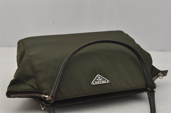 Authentic PRADA Nylon Tessuto Leather Shoulder Hand Bag Purse Green 0686J