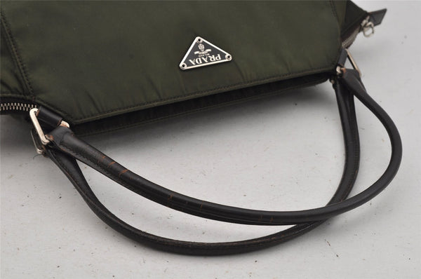 Authentic PRADA Nylon Tessuto Leather Shoulder Hand Bag Purse Green 0686J