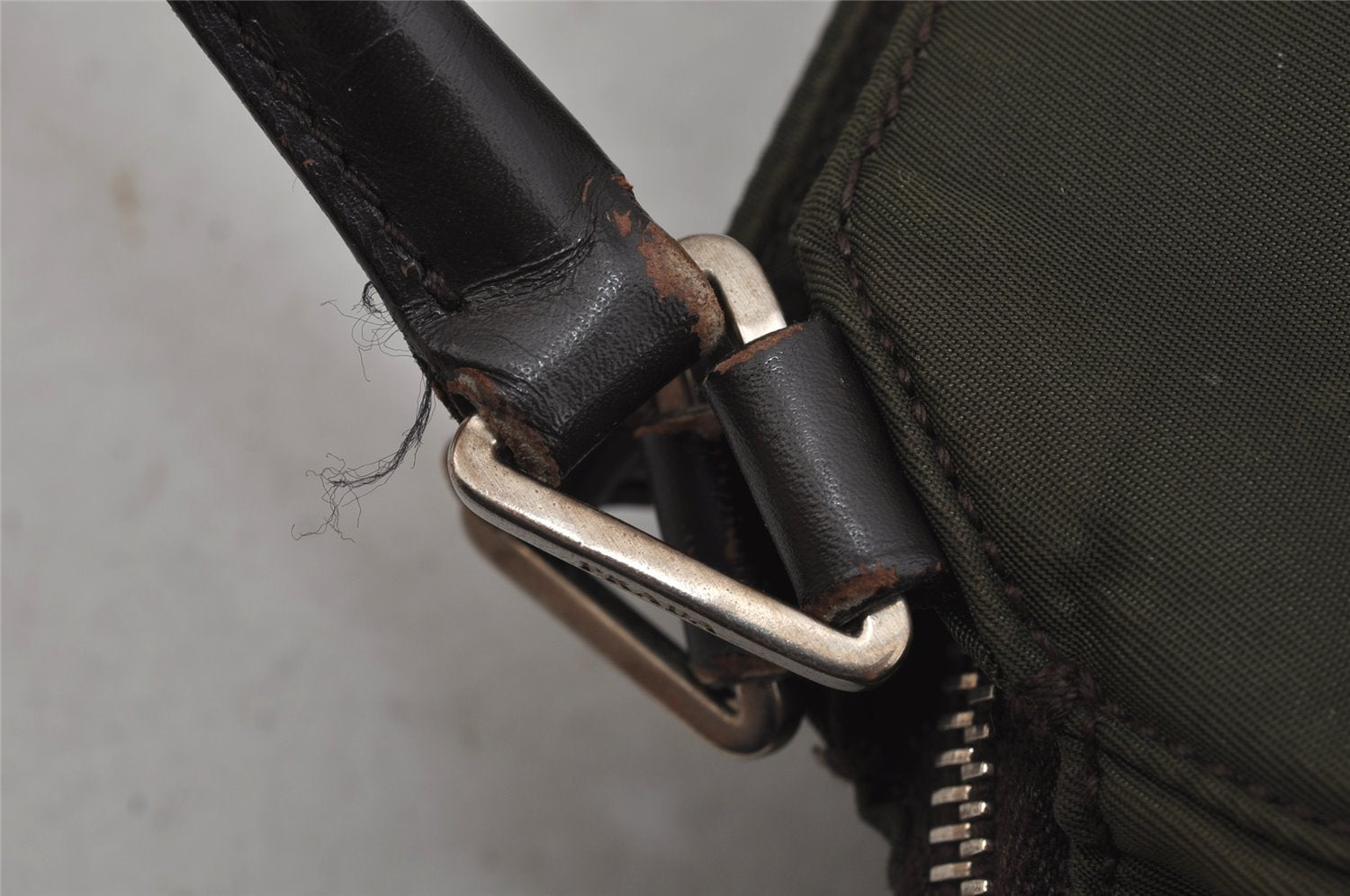 Authentic PRADA Nylon Tessuto Leather Shoulder Hand Bag Purse Green 0686J