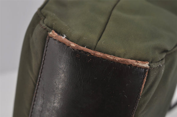 Authentic PRADA Nylon Tessuto Leather Shoulder Hand Bag Purse Green 0686J