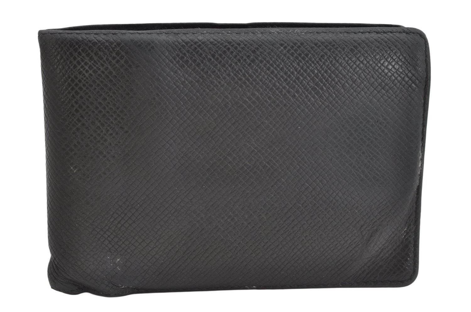 Auth Louis Vuitton Taiga Porte Billets 3 Voler Bifold Wallet M30422 Black 0686K