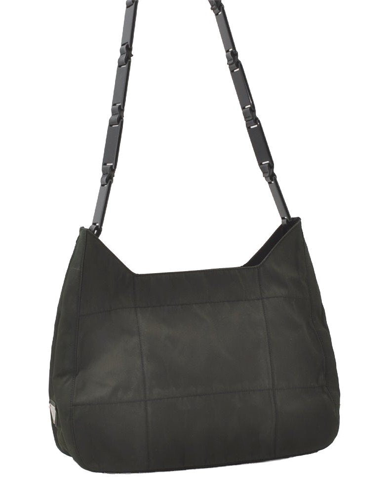Authentic PRADA Nylon Plastic Leather Shoulder Hand Bag Purse Khaki Green 0687J