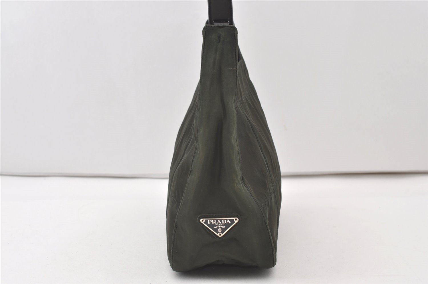 Authentic PRADA Nylon Plastic Leather Shoulder Hand Bag Purse Khaki Green 0687J