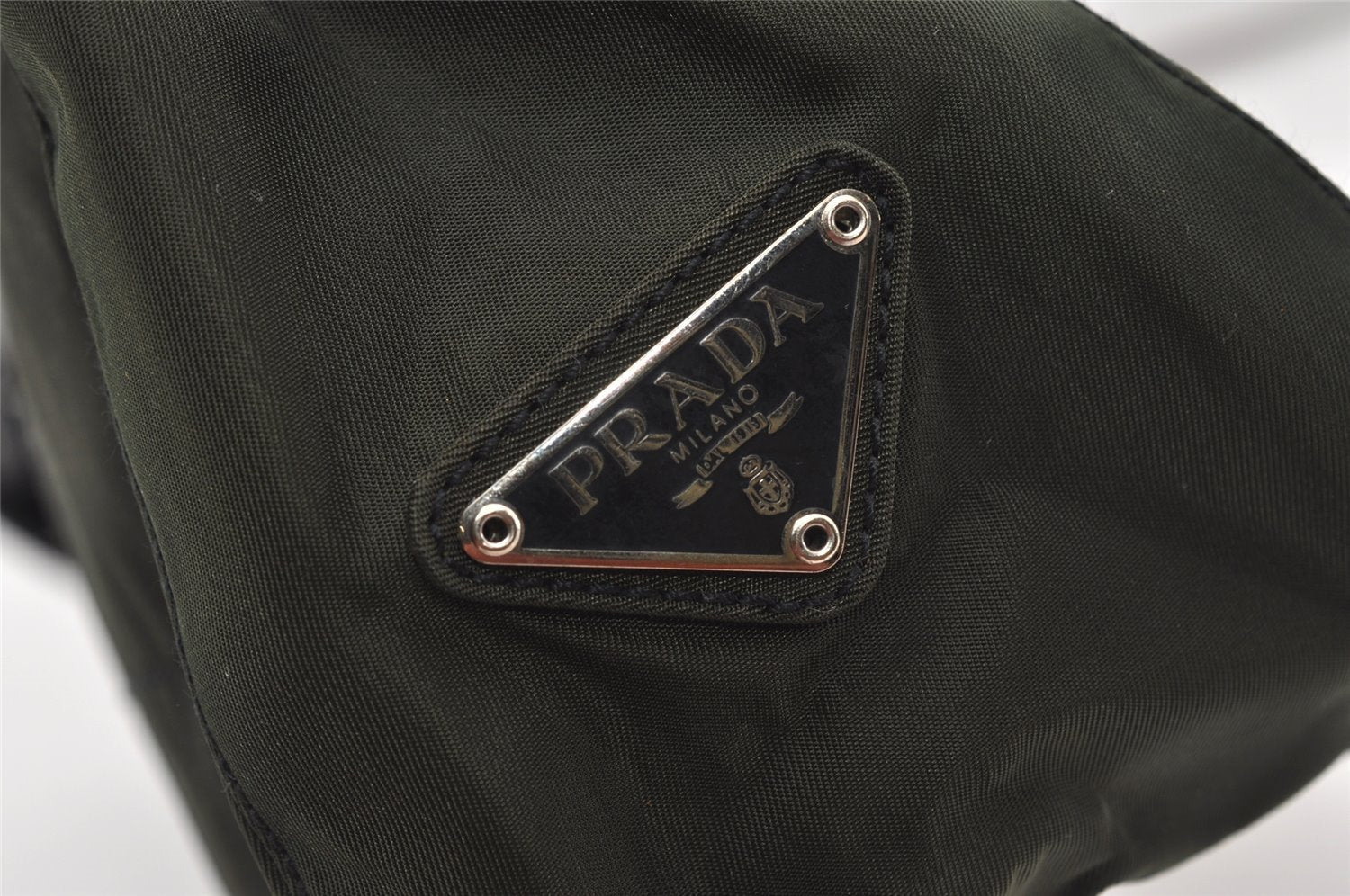 Authentic PRADA Nylon Plastic Leather Shoulder Hand Bag Purse Khaki Green 0687J