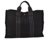 Authentic HERMES Vintage Fourre Tout MM Hand Tote Bag Canvas Black 0692J