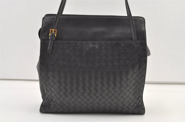 Authentic BOTTEGA VENETA Intrecciato Leather Shoulder Tote Bag Black Junk 0693K