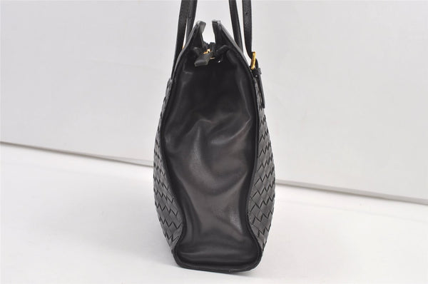 Authentic BOTTEGA VENETA Intrecciato Leather Shoulder Tote Bag Black Junk 0693K