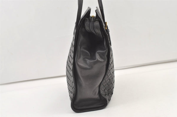 Authentic BOTTEGA VENETA Intrecciato Leather Shoulder Tote Bag Black Junk 0693K
