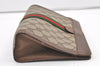 Authentic GUCCI Web Sherry Line Clutch Hand Bag Purse GG PVC Leather Brown 0694K