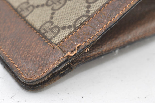 Authentic GUCCI Web Sherry Line Clutch Hand Bag Purse GG PVC Leather Brown 0694K