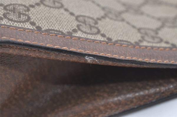 Authentic GUCCI Web Sherry Line Clutch Hand Bag Purse GG PVC Leather Brown 0694K