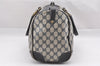 Authentic GUCCI Sherry Line Hand Boston Bag GG PVC Leather Navy Blue 0697J
