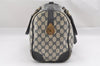 Authentic GUCCI Sherry Line Hand Boston Bag GG PVC Leather Navy Blue 0697J