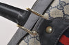 Authentic GUCCI Sherry Line Hand Boston Bag GG PVC Leather Navy Blue 0697J