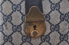 Authentic GUCCI Sherry Line Hand Boston Bag GG PVC Leather Navy Blue 0697J