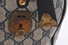 Authentic GUCCI Sherry Line Hand Boston Bag GG PVC Leather Navy Blue 0697J