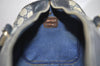 Authentic GUCCI Sherry Line Hand Boston Bag GG PVC Leather Navy Blue 0697J